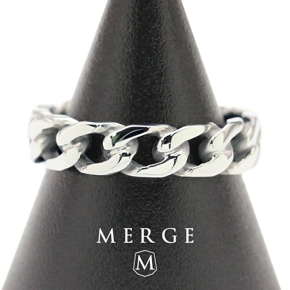 マージ 指輪 メンズ メンズリング ステンレス リング 喜平チェーン シルバー 大人 シンプル 普段使い 選べるサイズ 15号～23号 おしゃれ プレゼント 男性 誕生日 結婚祝い 結婚記念日 夫 旦