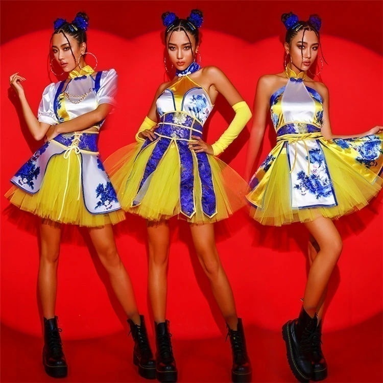 【本日限定】ダンス衣装 セットアップ レディース 大人 チャイナ風 ワンピース ジャズ ダンス衣装 派手 社交ダンス衣装 セクシー 夜店 DS演出服 ヒップホップ チアガール おしゃれ jazz 練習