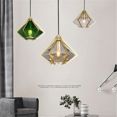 ペンダントライト ガラス おしゃれ 北欧 LED対応 リビング 天井照明器具 角錐 ひし形 ダイヤモンド 菱形 ダイニング キッチン 玄関 寝室 洋室 ダクトレール 引掛シーリング用 工事不要 簡単設