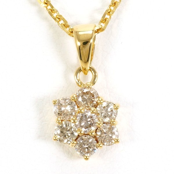 K18 18金 YG イエローゴールド ネックレス ブラウンダイヤ 0.50 ジュエリー 中古