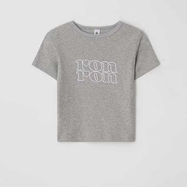 新品 RONRON DOUBLE RIBBON SLIM CROP T-SHIRT（３色展開）