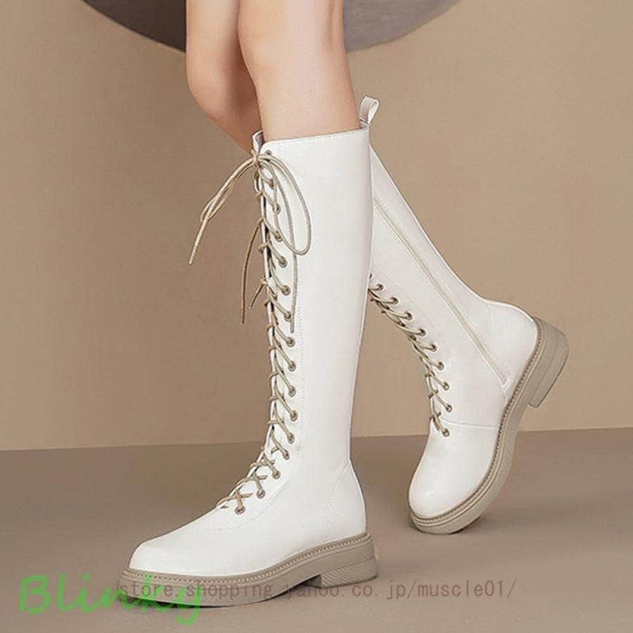 ロングブーツレディースハイヒール厚底レースアップサイドシッパー編み上げブーツ黒コスプレ厚底ハイヒール美脚ロング太ヒール歩きやすい値下げ