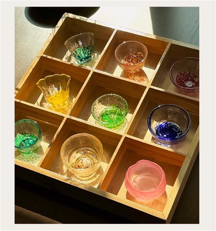 激安セール 瑠璃杯 九宮格パレット 木製パレット 果実杯 プレゼント 大人気 茶杯セット 茶杯 グラス 清杯 ミニ杯