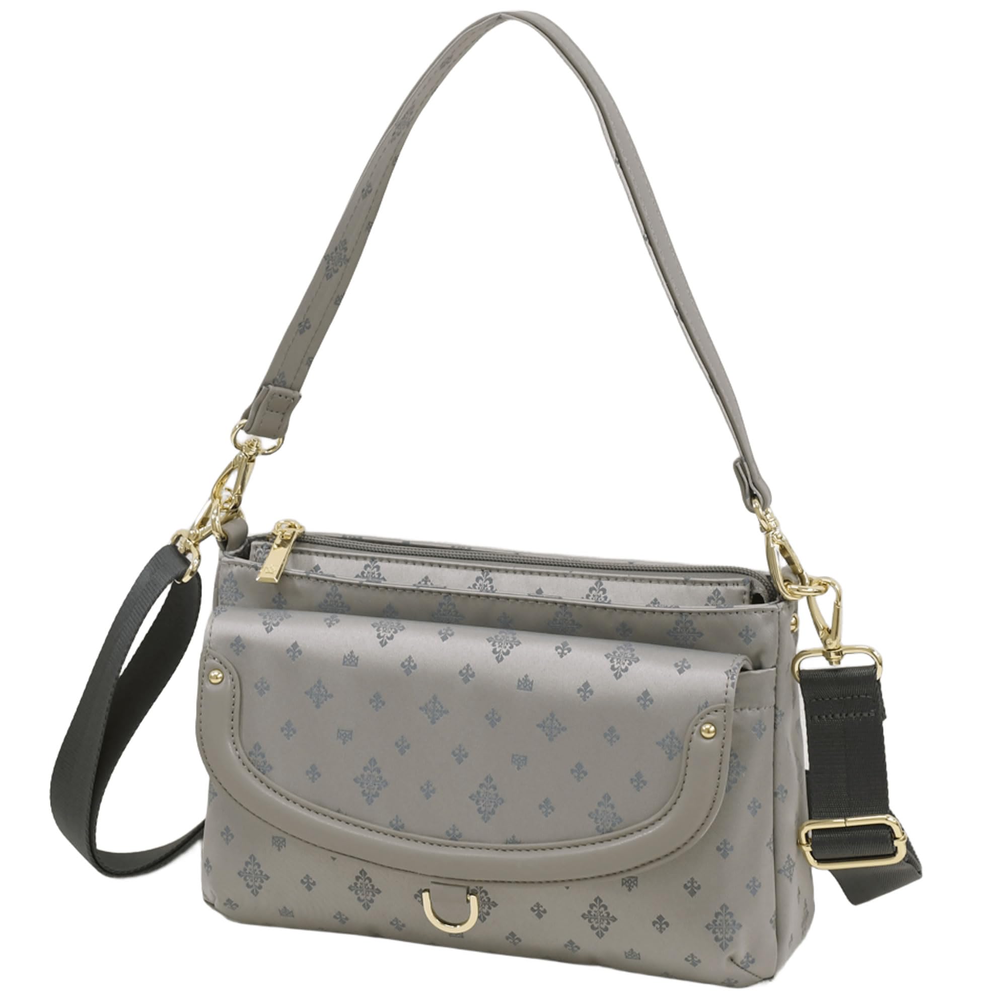 [目々澤鞄] お財布ポシェット ショルダー レディース ナイロン 大きめ お財布ショルダー 軽量 ブランド 通勤 旅行 大容量 ギフト ショルダーバッグ 斜め掛け 横型 55003