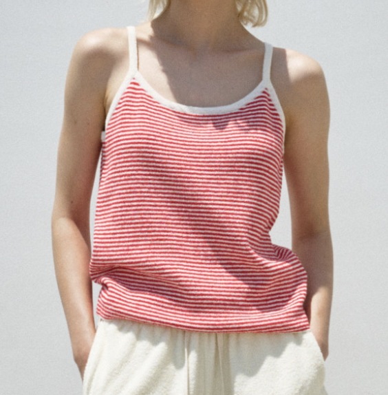 ファサードパターン Terry Knit Top Cream Red