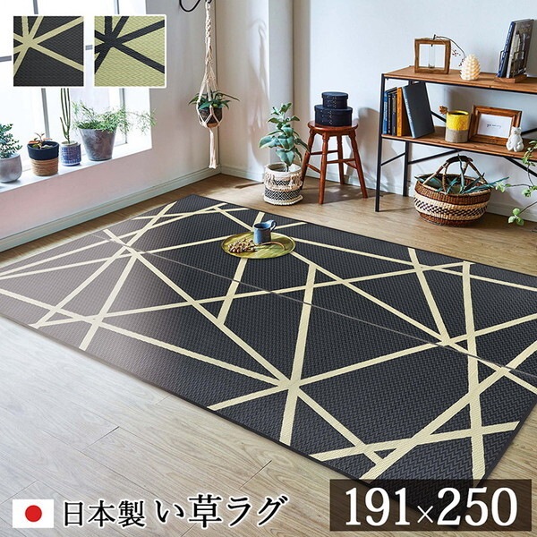 1051480033904 ラグ い草 モダン 純国産 国産 日本製 ウレタン 抗菌防臭 自然素材 ブラック 約191×250cm メーカー直送 13,658円
