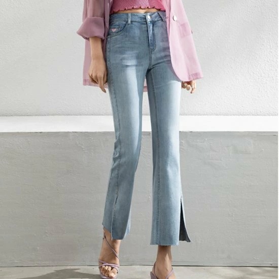 フレアジーンズ フレアパンツ ワイドパンツ ワイドシルエット ライトブルー スリットあり スリットなし 大きいサイズ デニム ジーンズ 夏 薄手 カジュアル シンプル ハイウエスト レディース