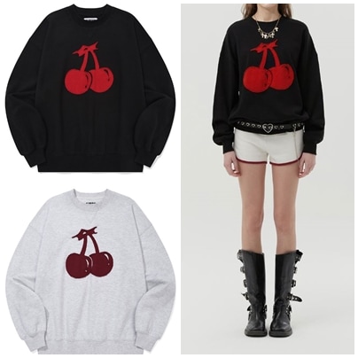ROCKSTAR CHERRY APPLIQUE SWEATSHIRT