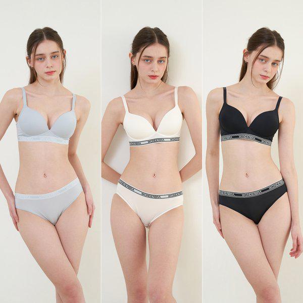 [Wonderbra] スポーツアウトバンド ノンワイヤーブラパンティー 6種 ブルー+ホワイト+ブラック WBW4M222425_T