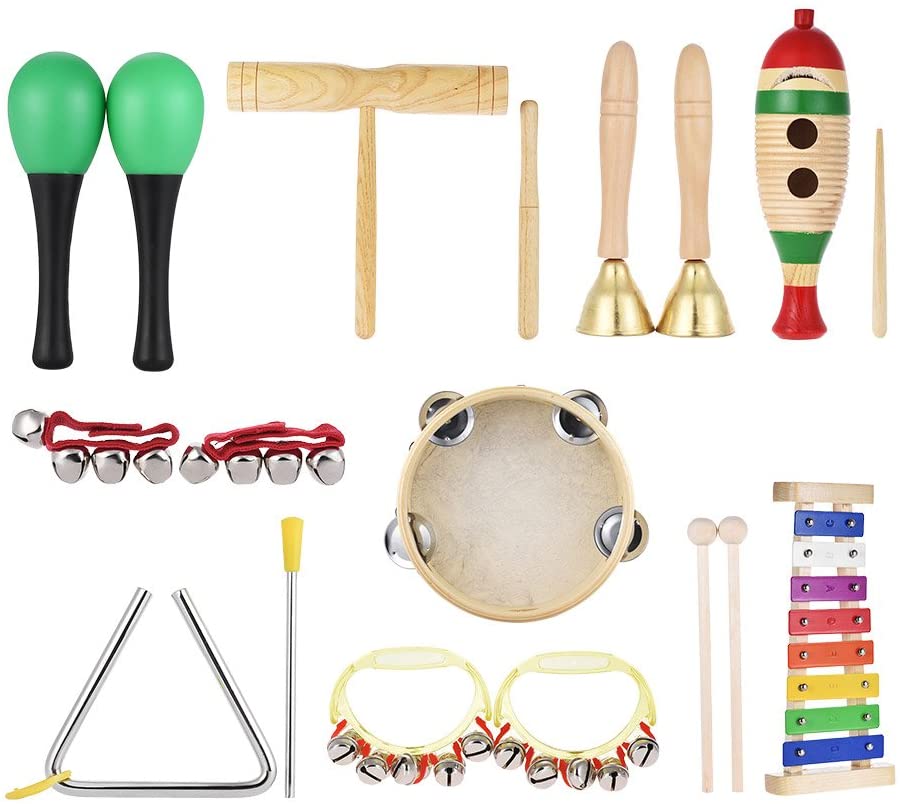 人気新作9PCS楽器 打楽器セット リズムバンドセット グロッケンシュピールタンバリン ダブルバレルシリンダー
