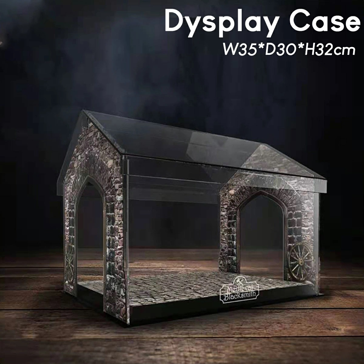 中世 建物 レンガ アクリルケース 幅35cm 奥行30cm 高さ32cm ディスプレイ ケース ジュエリー コレクション コレクションケース プラモデル フィギュア ブロック おもちゃ 再現 背景