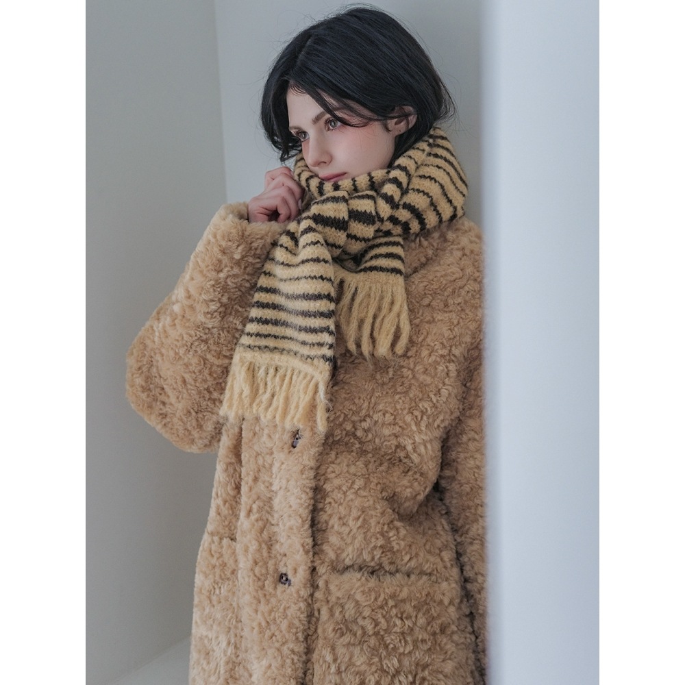 koolkitten チェックカフフェイクシアリングコート