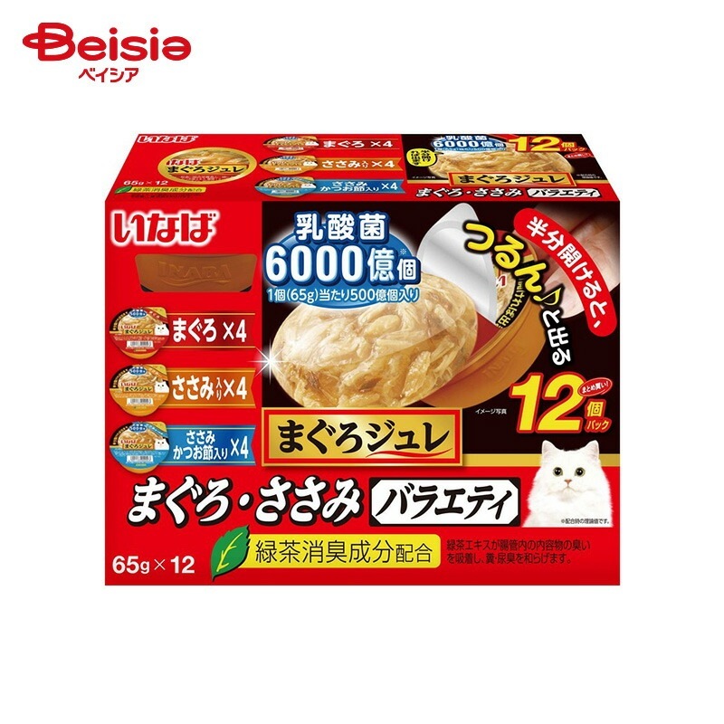 いなばペットフード まぐろジュレ 乳酸菌入り まぐろ・ささみバラエティ (65g×12個)×8個 ペット