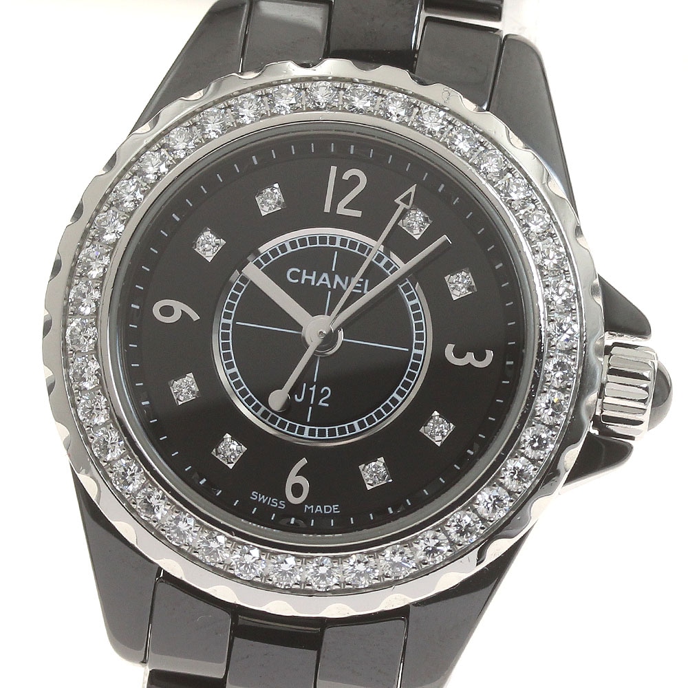 シャネル CHANEL H2571 J12 ダイヤベゼル 8P クォーツ レディース 良品 保証書付き_871904【中古】