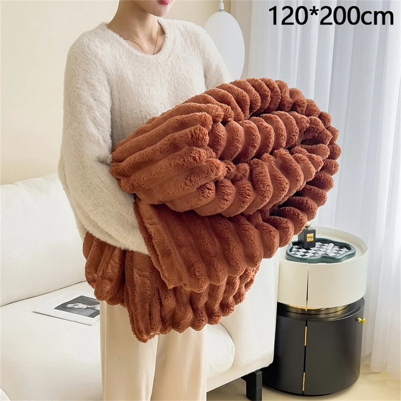 ベッド用の人工ウサギぬいぐるみブランケット柔らかい珊瑚のフリース暖かい毛布快適なベッドシーツ新しい秋 5 120x200cm