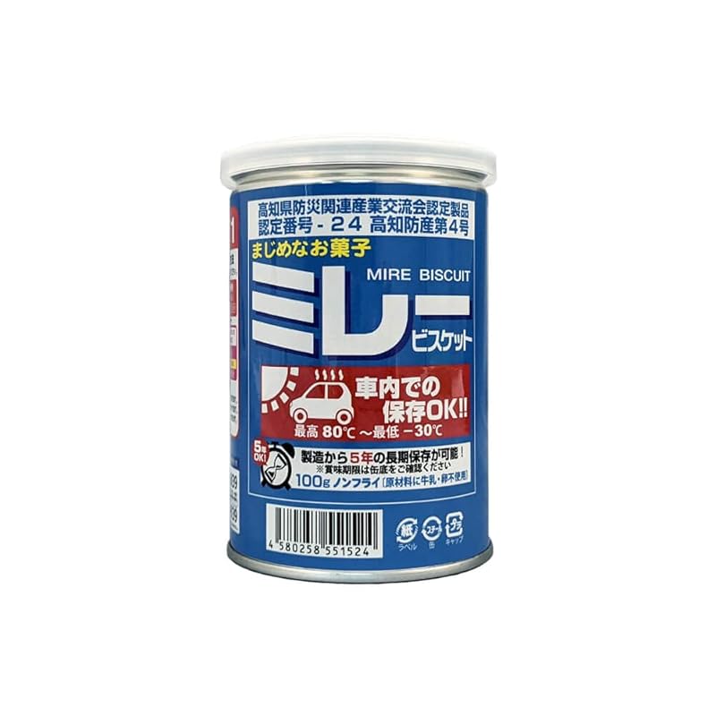野村煎豆加工店 車載用 ミレービスケット 100g 12缶セット 賞味期限4年半保証 まじめなお菓子 ノンフライ 非常食 保存食