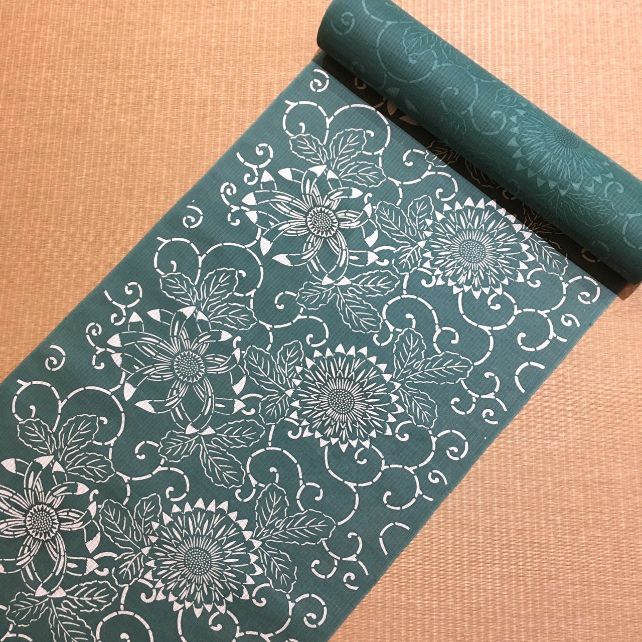 綿麻きもの 小千谷 越後型型染 綿麻紅梅 [yukata003] 74,800円