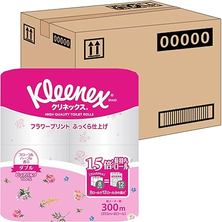 クリネックス 【ケース販売】 プリント 長持ち(8ロールで12ロール分)トイ