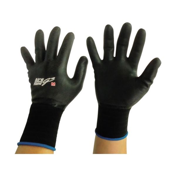 (まとめ) 富士手袋工業 エアリーハンド ジースリー M 黒 7466-M-BL 1双 (×20セット)