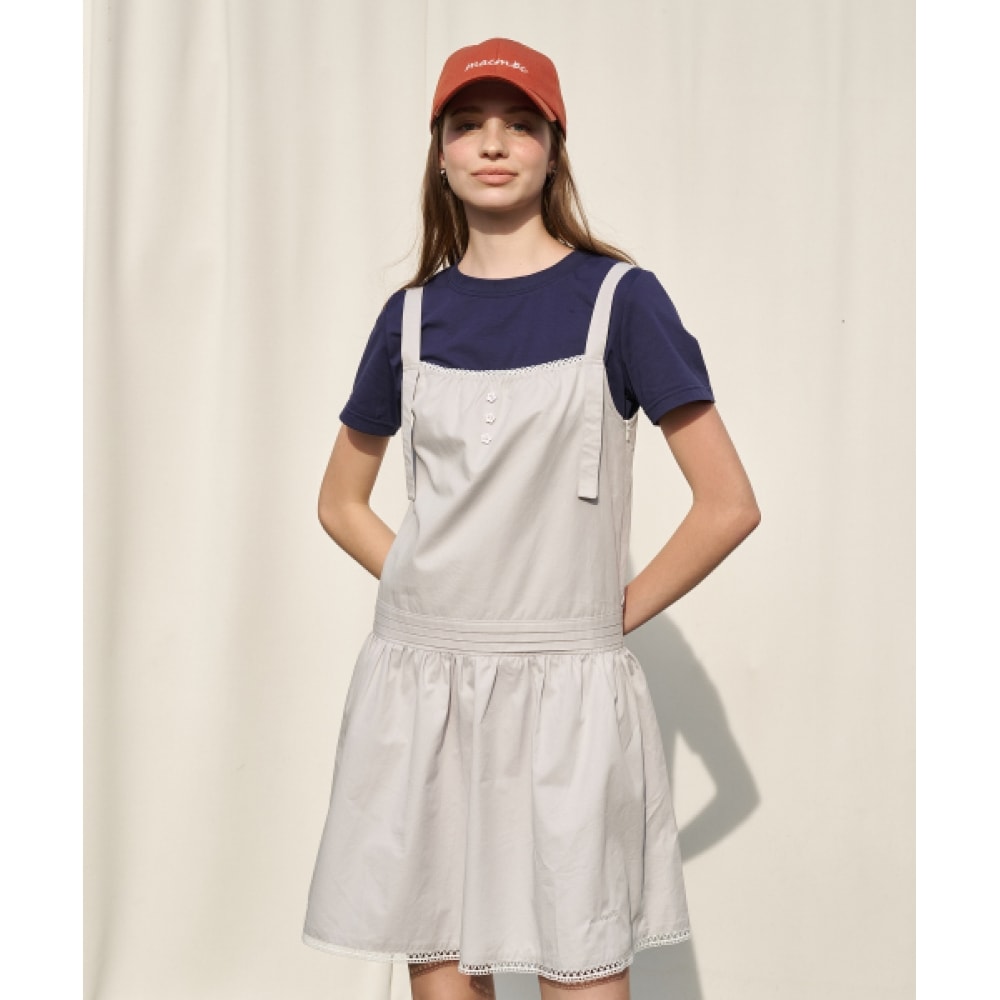 MAC MOC ウリエルウリエルレースピンタックノースリーブミニドレスミスト