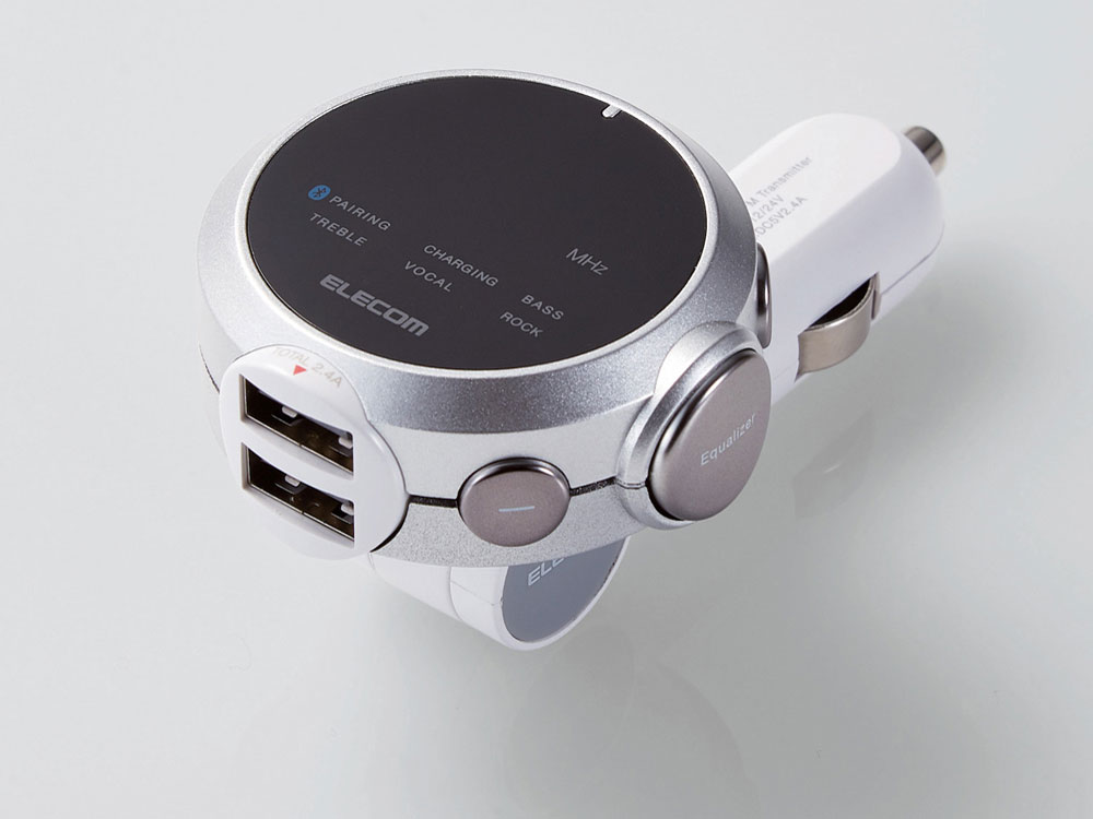 トランスミッター エレコム LAT-FMBTB05SV 充電ポート付き Bluetooth搭載 FMトランスミッター シルバー スマートフォン