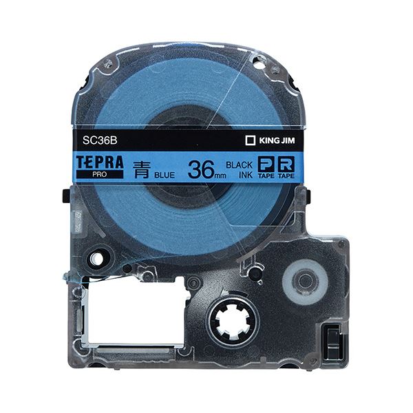 (まとめ) キングジム テプラ PRO テープカートリッジ パステル 36mm 青／黒文字 SC36B 1個 (×5セット)