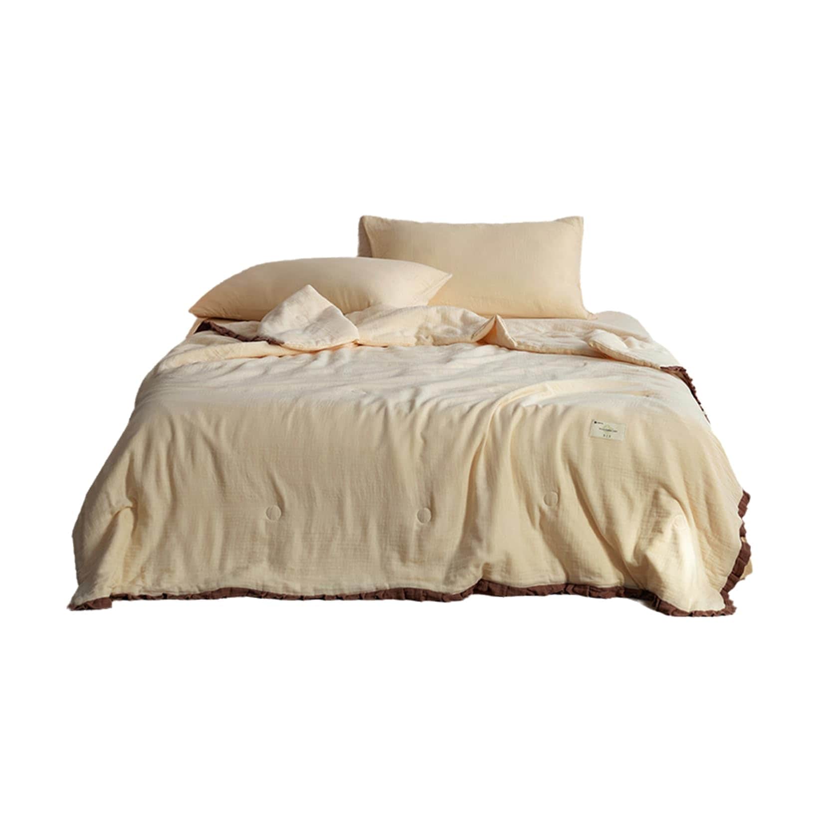 夏用 肌掛け布団 シングル ダブルサイズ 無地 フリル 綿 二重ガーゼ 超柔らか 冷房対策 軽量 通気性 洗える