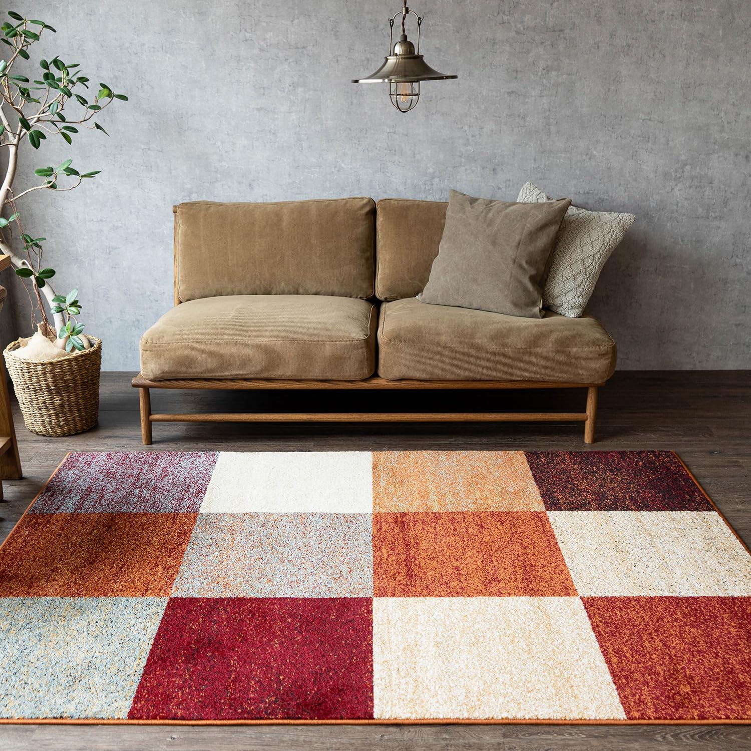 サヤンサヤン ラグ カーペット フロスティーブロック 200x250 3畳 マルチレッド ウィルトン織