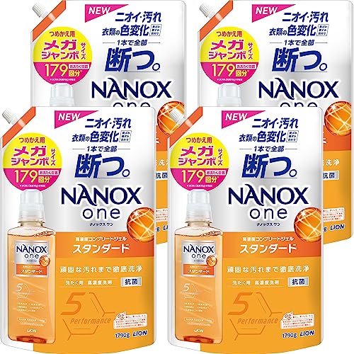 【ケース販売 大容量】ナノックスワン(NANOXone) スタンダード 洗濯洗剤 頑固な汚れまで徹底洗浄 高濃度コンプリートジェル 詰め替え メガジャンボ1790g4個セット 7,735円