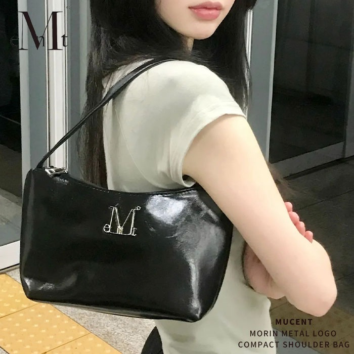 軽量 コンパクト ショルダー ハンドバッグ/MORIN METAL LOGO COMPACT SHOULDER BAG【送料無料】