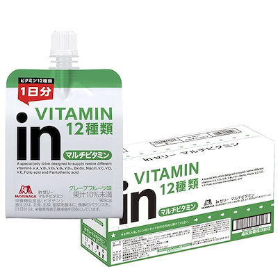 他サイト： inゼリー マルチビタミン グレープフルーツ味 (180g×6個) 栄養補助ゼリー 10秒チャージ 1日分のビタミン12種類配合 栄養機能食品(ビオチン) 森永製菓の商品画像