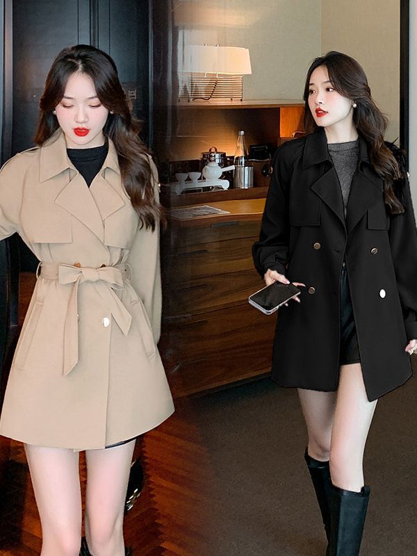 2024新作秋冬服 トレンチコート レディース 英国風 ファッションダブルバックル着やせコート ジャケット 韓国 トレンチコート ロング 通勤 アウター
