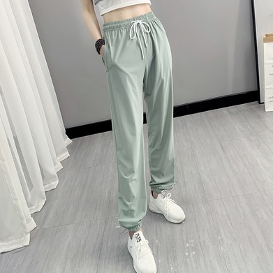 ボトムス パンツ ジョガーパンツ スポーツパンツ アンクル丈 ストレート ウエストリボン ポケット リブ ウエストゴム シンプル カジュアル 大人 上品 おしゃれ かっこいい レトロ 大人可愛い