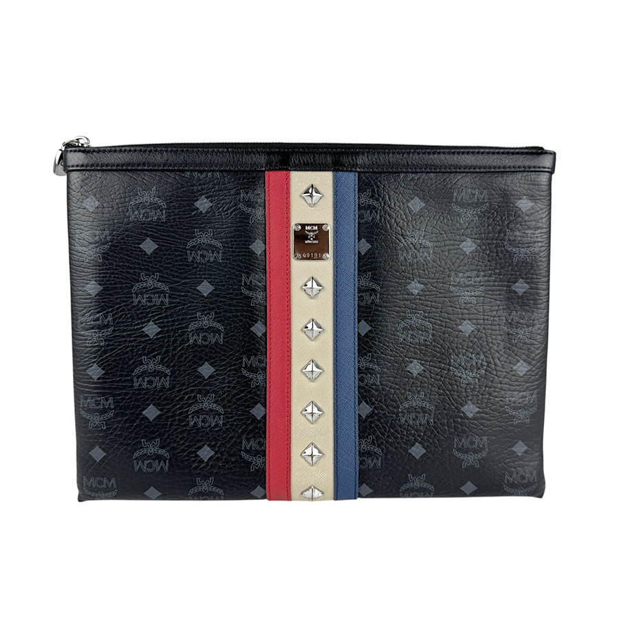 エム シー エム MCM クラッチバッグ LOVELESSコラボ レザー ブラック メンズ z6378