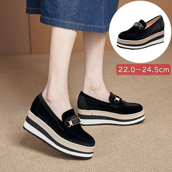 厚底スニーカー レディース ローファー 靴 軽量 厚底 スニーカー 歩きやすい 疲れない レースアップ ウェッジソール パンプス インヒールスニーカー 厚底ローファー 靴 韓国 学生靴 通学 22.0