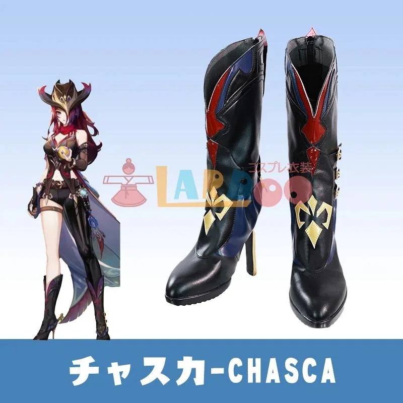 2026 新作 L 原 神 Genshin げ チャ スカ Chasca コスプレ 靴 ブーツ cosplay