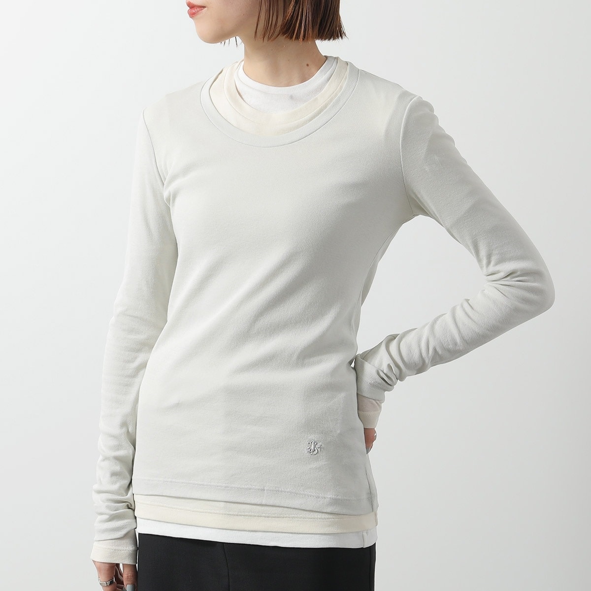 JIL SANDER+ ジルサンダー プラス Tシャツ J40FV0104 JTN356 レディース 3枚組 半袖 長袖 カットソー レイヤード コットン ロゴ刺繍 961