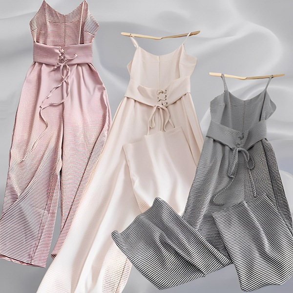 ３色展開レディース トップス パンツ サロペット オールインワン ノーカラージャケット フレアパンツ ロングパンツ ワイドパンツ ロング 袖なし ノースリーブ オフショルダー 襟なし ノーカラー 5,206円