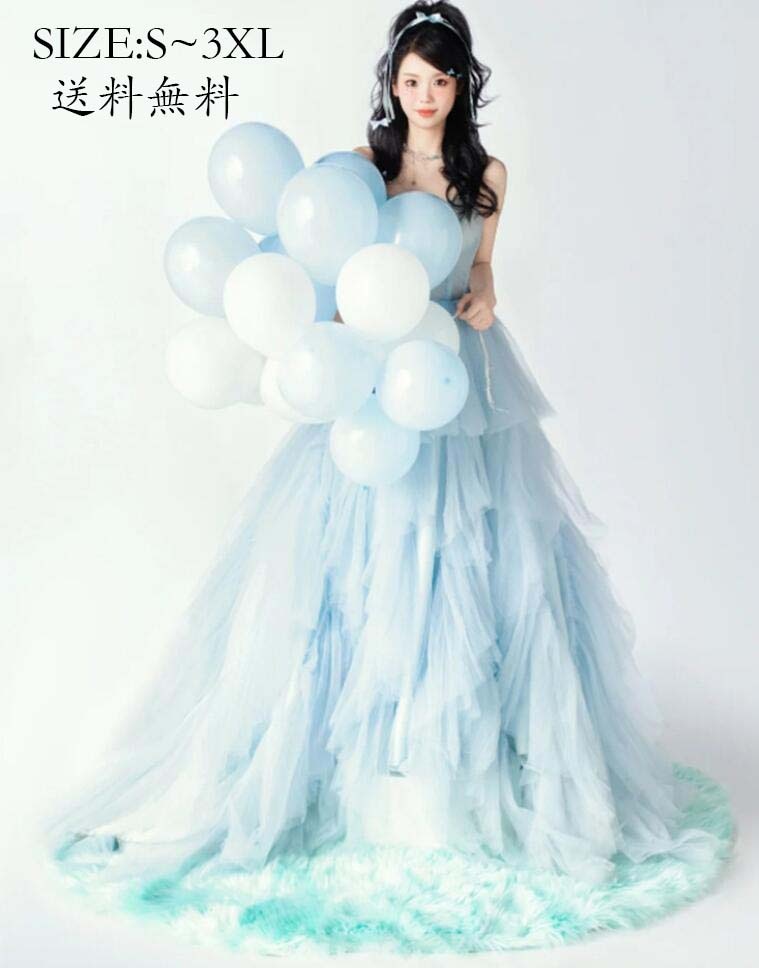 新発売お姫様ドレス ロングドレス 高級感 花嫁ドレス カラードレス 撮影用のワンピース 韓国風 前撮り 同窓会 イブニングドレス パーティードレス ドレス セクシー 発表会 スレンダー 上品 エレガン