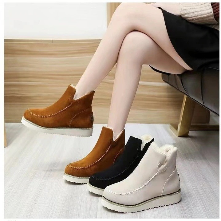 ムートンブーツショートブーツレディース裏起毛厚底フラット雪靴スノーブーツボアシューズカジュアル滑り止め履きやすい冬物快適