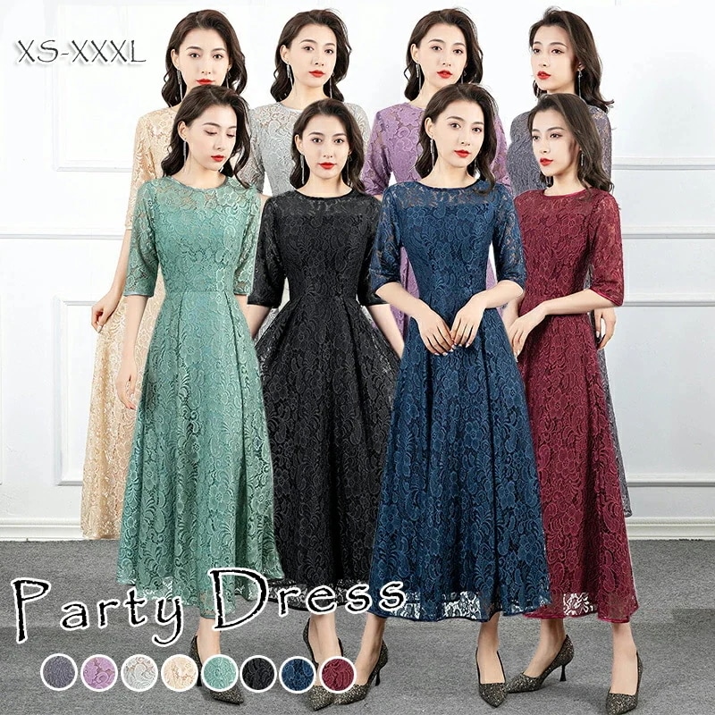 【急速出荷!】パーティードレス 結婚式 ワンピース ドレス 体型カバー 20代 30代 お呼ばれ フォーマルドレス 大きいサイズ 小さいサイズ 上品 40代 50代 春 夏 秋 冬 顔合わせ 袖あり
