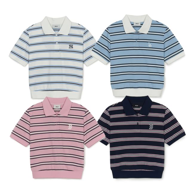 Varsity Stripe Crop Collar T-Shirt 3FPQV0253