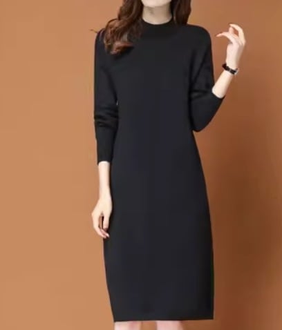 ワンピース デート モテアイテム ミモレ丈 長袖 ミドルネック ウール 可愛い きれいめ 上品 おしゃれ かっこいい 可愛い ラブリー キュート ガーリー クール モード系 セクシー