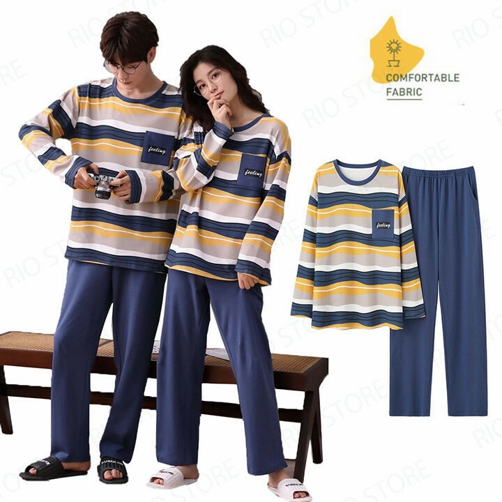 ペアパジャマ 長袖 春秋 綿 カップル ペア ルームウェア パジャマ ペアルック レディース メンズ 部屋着 ナイトウェア 寝間着 ギフト カップル お揃い 結婚お祝い プレゼント 父の日 母の日 記