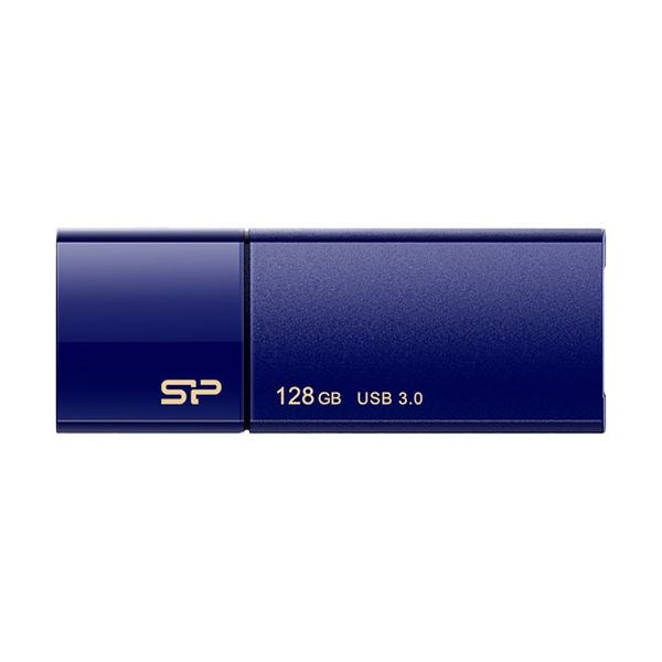 （まとめ）シリコンパワー USB3.0スライド式フラッシュメモリ 128GB ネイビー SP128GBUF3B05V1D 1個3セット