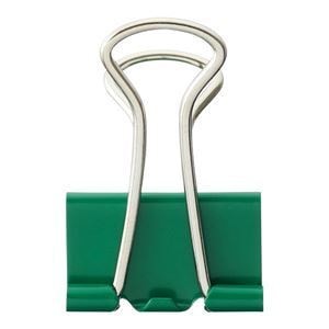 （まとめ）TANOSEE ダブルクリップ 中 口幅25mm グリーン 1箱（10個） [x50]