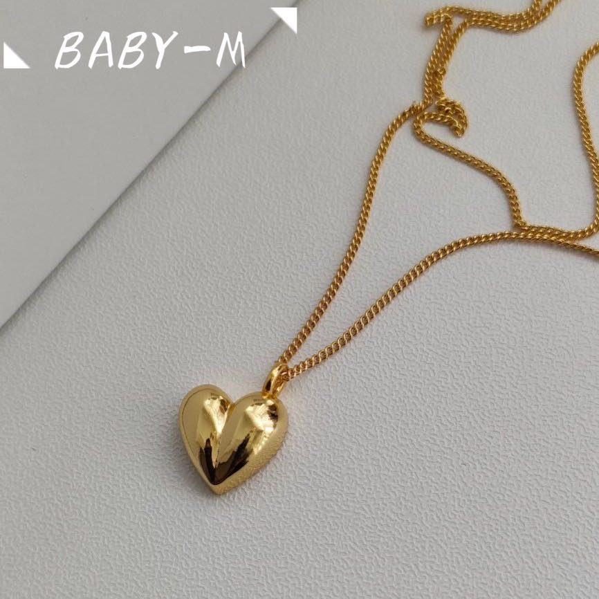 【国内即発送】韓国風純銀18金メッキのハートネックレス