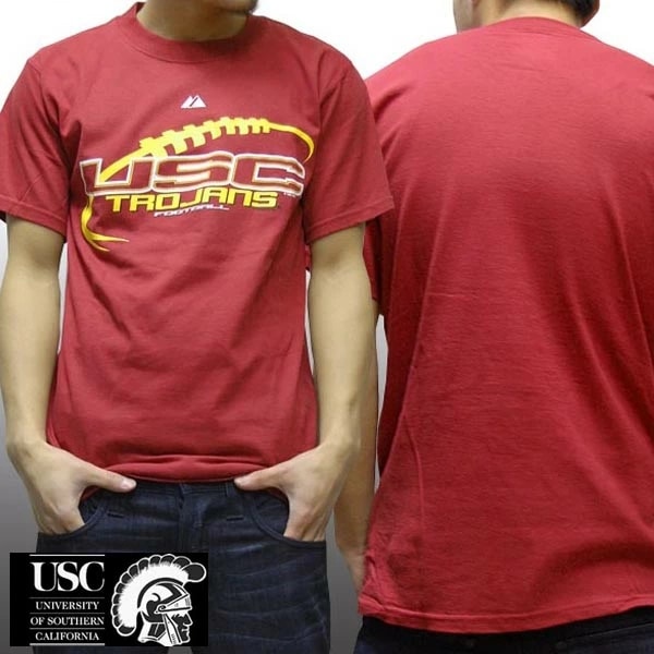 USC トロージャンズ アメリカンフットボール メンズ Tシャツ 南カリフォルニア大学 NCAA LA majestic athletic カジュアル ストリート ウェアー ヒップホップ ファッション