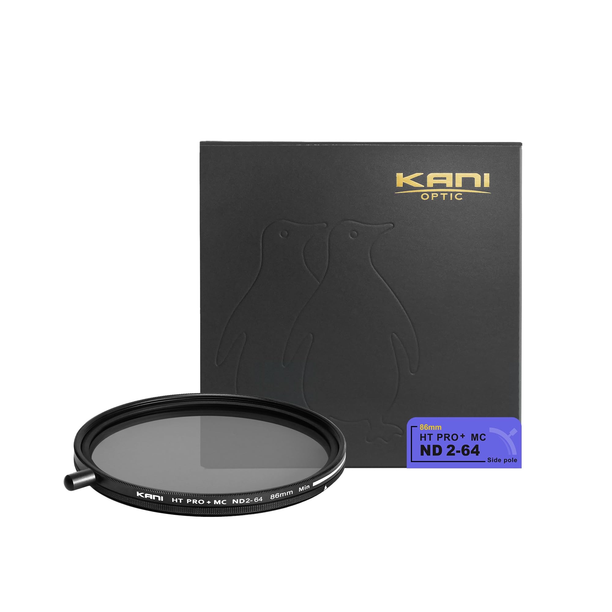 KANI 86mm 可変NDフィルター HT PRO+ MC ND2-64 減光効果最大6絞り分 着脱式調整用ノブ付 高濃度時X状ムラ抑制 低反射 撥水 撥油 防汚 ナノコーティング 818034