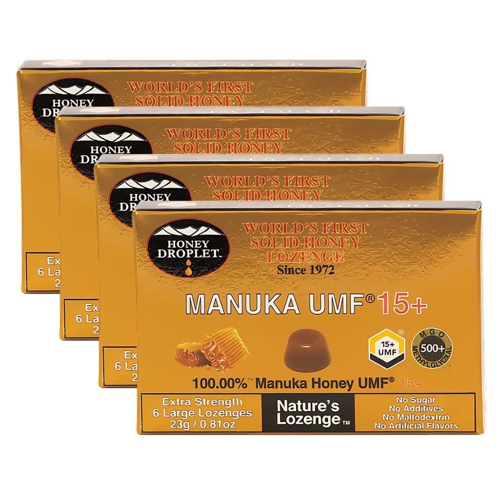 マヌカハニー キャンディ UMF 15+ 4箱 24粒 ハニードロップレット マヌカ 蜂蜜 はちみつ 飴 のど飴 ドロップ 抗菌 贈り物 喉ケア 活性 自然食 のどあめ MANUKA 6粒入 食品
